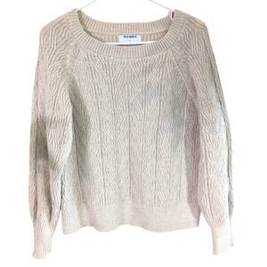 Old Navy Chunky Cable Knit Sweater SZ M Oatmeal